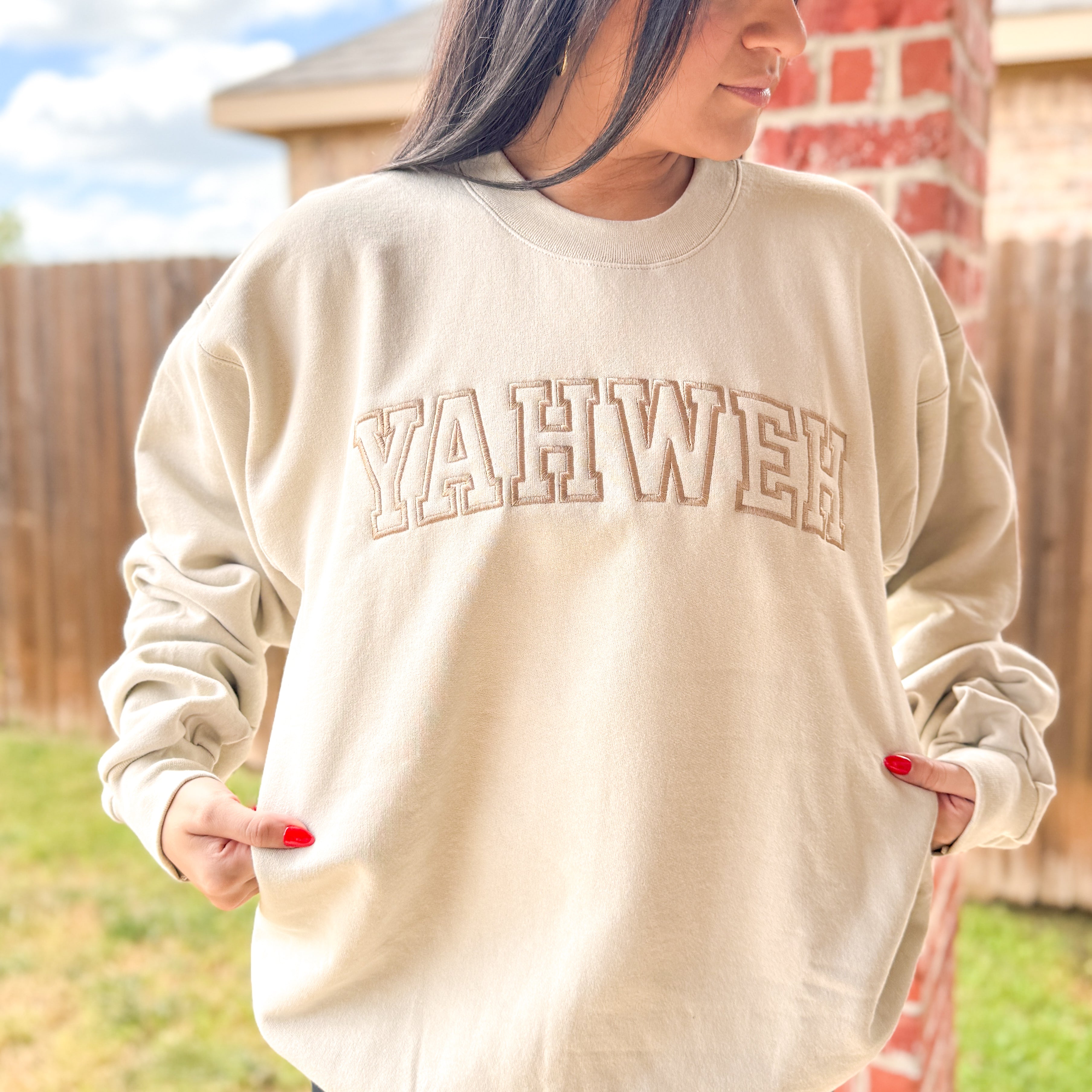 "Yahweh" Sand Unisex Crewneck